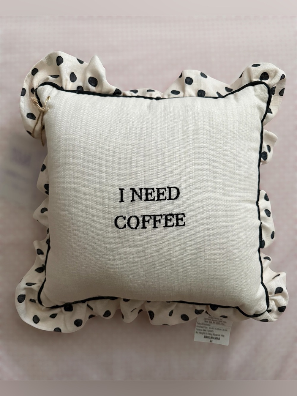 I need coffee Pillow Ruffles Valeria Amelia NWT tik tok viral